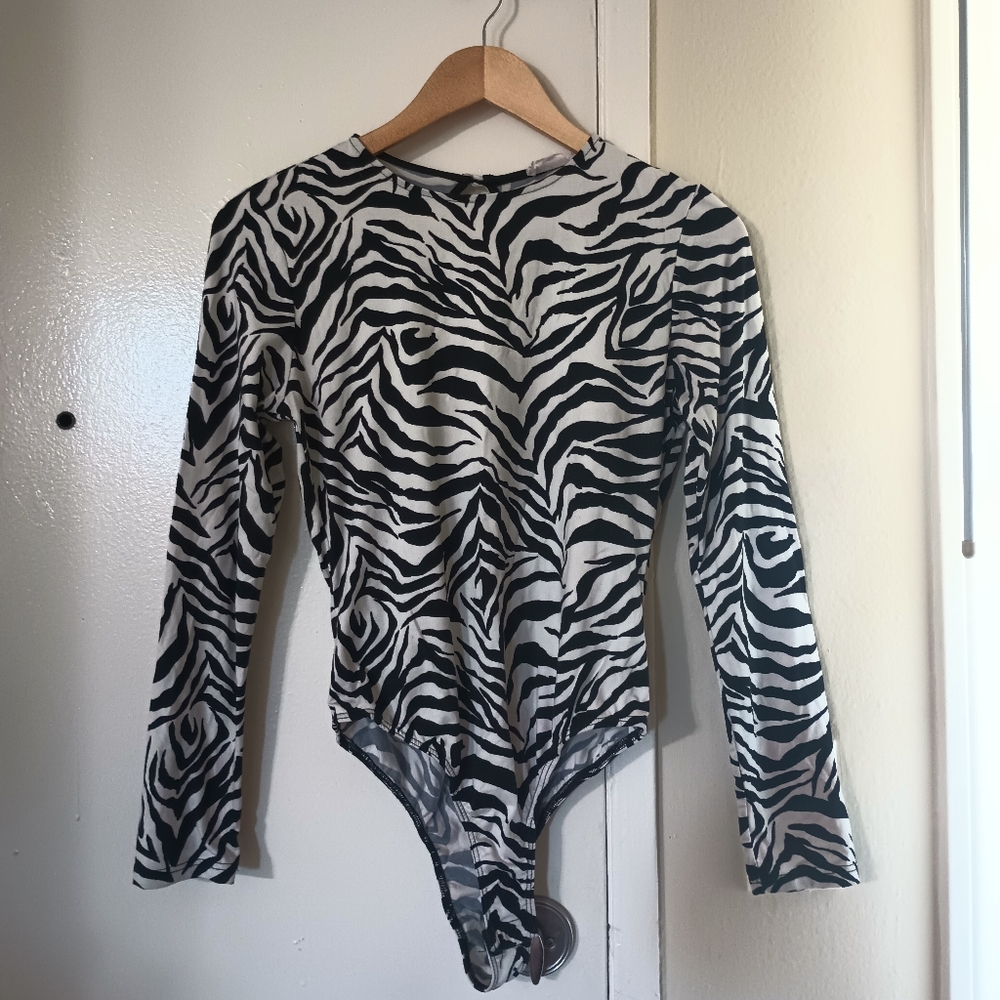 Long Sleeve Zebra Bodysuit